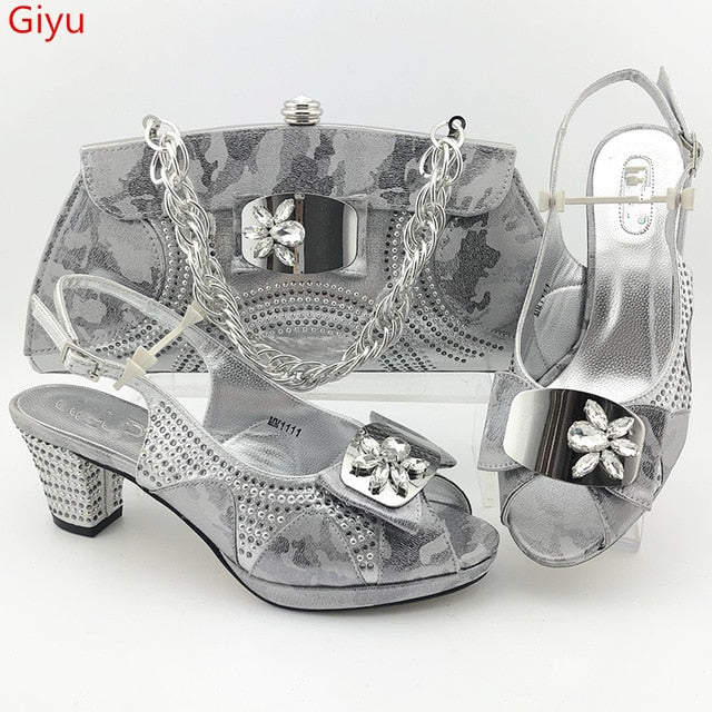doershow beautiful style Italian Shoes With Matching Bags African Women Shoes and Bags Set For Prom Party Summer Sandal!HAS1-37