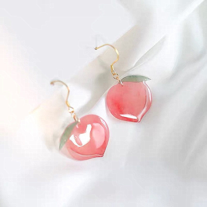 2020 New Arrival Korean Acrylic Trendy Pink Peach Drop Earrings For Women Cute Sweet Jewelry Fashion Oorbellen