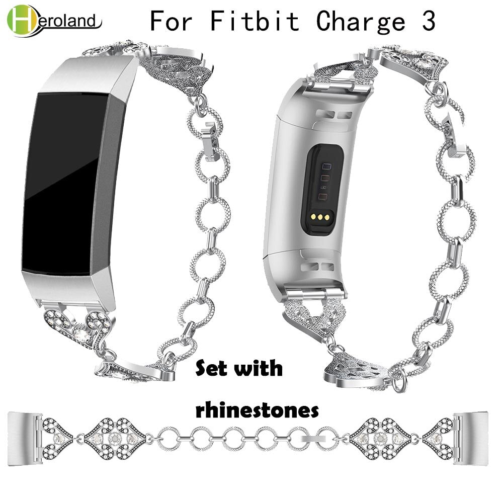 Vintage Stainless Steel Bands for Fitbit Charge 3 Metal link Wristbands Watch Band Smart Watch Strap Women Jewelry Bracelet new