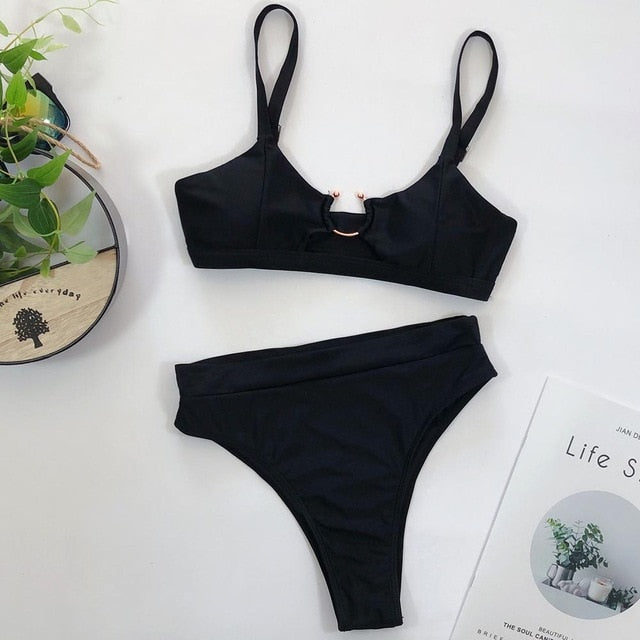 Sexy Bandeau Bikinis 2020 New V Neck Bikini Swimsuits Push Up Swimwear Female Brazilian Bikini Set Bathing Suits Biquini 3418