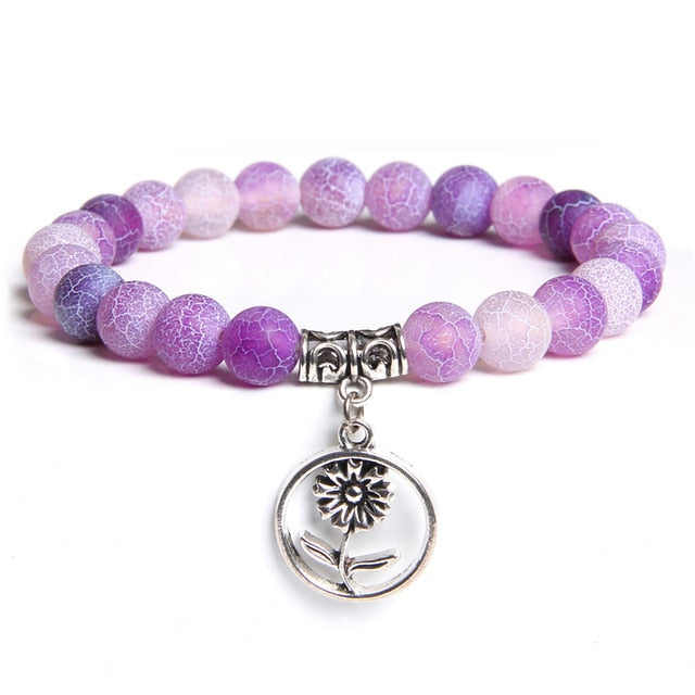 Handmade Natural Stone Lotus Ohm Buddha Beads Bracelet Pink Zebra Stone Lotus Charm Bracelet for Women Men Yoga Jewelry Gifts