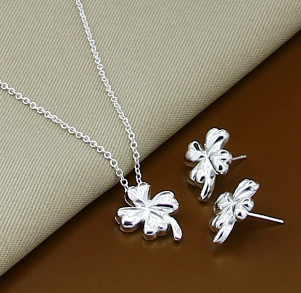 New Trendy 925 Sterling Silver Jewelry Sets Simple Fashion Insect Moon Round Ball Necklace Earrings Sets For Woman Gift