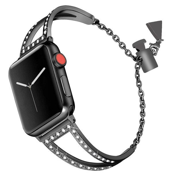Diamond Jewelry Watch Bands For Apple Watch 38mm 42mm 40mm 44mm iwatch Strap Series 5 4 3 2 1 Stainless Steel Women Bracelet