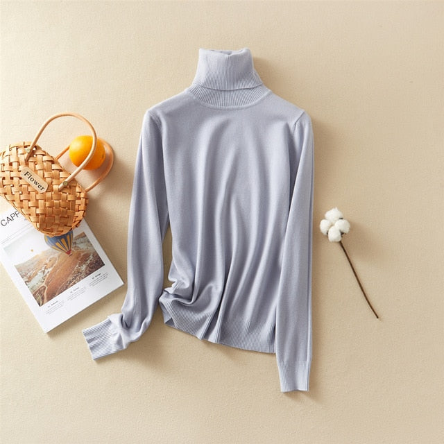 Marwin 2020 New-Coming Autumn Winter Solid Turn-Down Collar Pullovers Female Thick Turtleneck Knitted High Street Women Sweater