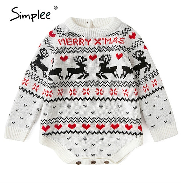 Simplee O-neck Christmas Sweater Family matching outfits Autumn winter Christmas deer print knitted pullovers 2020 New year