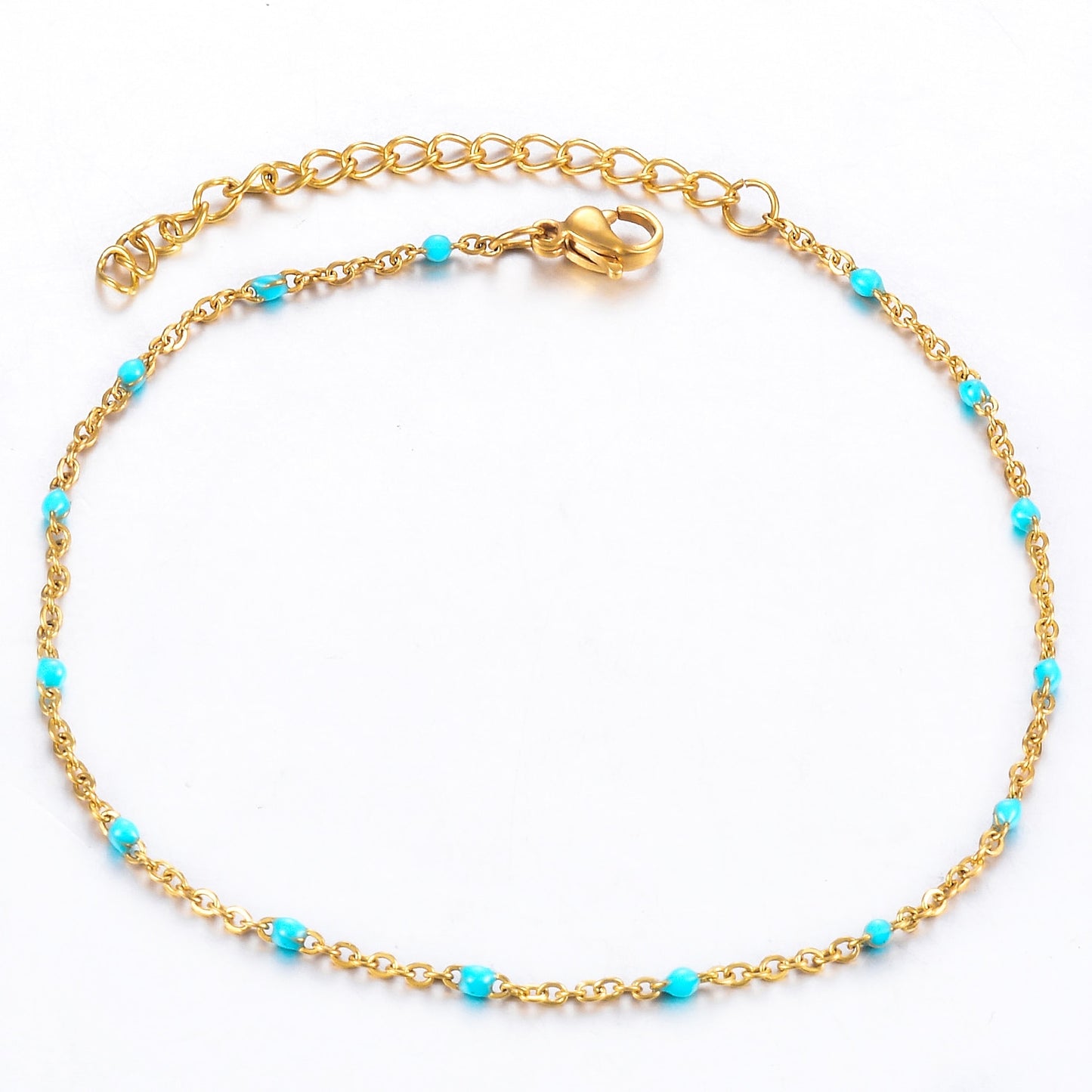 Stainless Steel Gold/Steel Tone Beaded Chain Bracelet Colorful Enamel Satellite Beads Bracelet Fashionable Ladies Jewelry