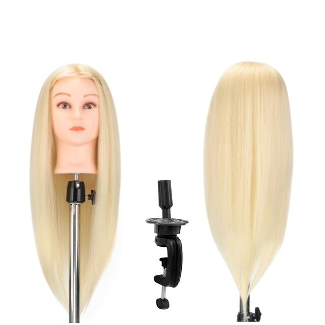 NEVERLAND 26" 100% Real Hair Training Mannequin Head Curling Women Professional Hairdresser Practice Manikin Head with Stand