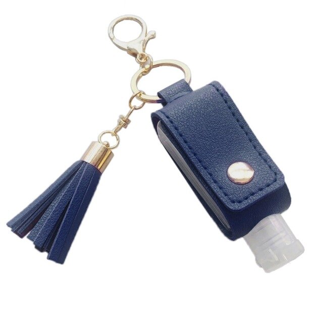 30ml Portable Empty Hand Sanitize Bottle with Tassels Leather Keychain Holder Q0KD