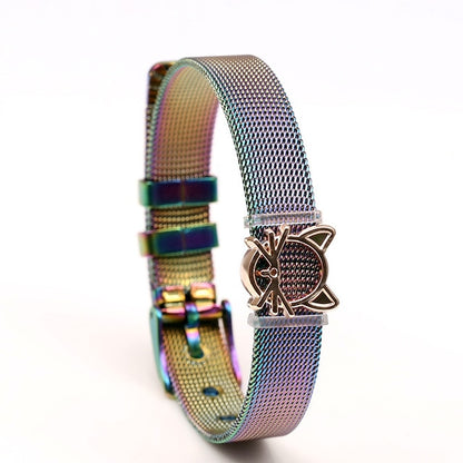 SEIALOY New Stainless Steel Mesh Watch Bracelets For Women Men Couple Lover Golden Unicorn Charm Brands Bracelet Bangle Jewelry