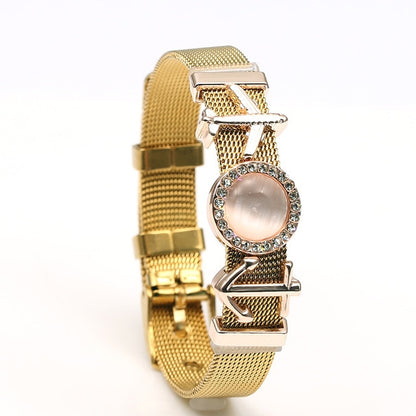 SEIALOY New Stainless Steel Mesh Watch Bracelets For Women Men Couple Lover Golden Unicorn Charm Brands Bracelet Bangle Jewelry
