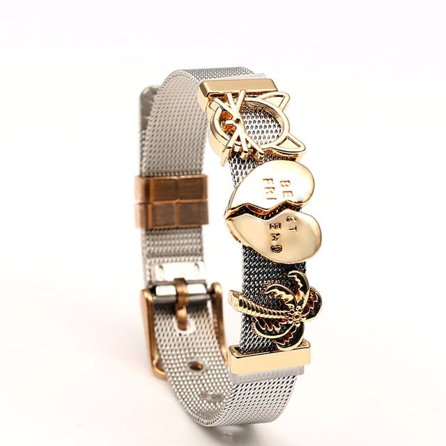 SEIALOY New Stainless Steel Mesh Watch Bracelets For Women Men Couple Lover Golden Unicorn Charm Brands Bracelet Bangle Jewelry