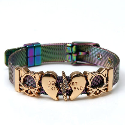 SEIALOY New Stainless Steel Mesh Watch Bracelets For Women Men Couple Lover Golden Unicorn Charm Brands Bracelet Bangle Jewelry