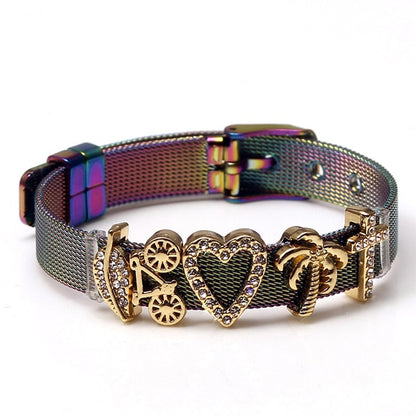 SEIALOY New Stainless Steel Mesh Watch Bracelets For Women Men Couple Lover Golden Unicorn Charm Brands Bracelet Bangle Jewelry
