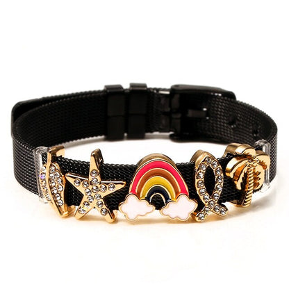 SEIALOY New Stainless Steel Mesh Watch Bracelets For Women Men Couple Lover Golden Unicorn Charm Brands Bracelet Bangle Jewelry