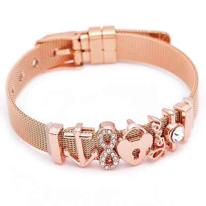 DINGLLY Fashion Stainless Steel Mesh Bracelets For Women Watch Chain Couples Girls Charm Bead Brands Bracelet & Bangles Jewelry