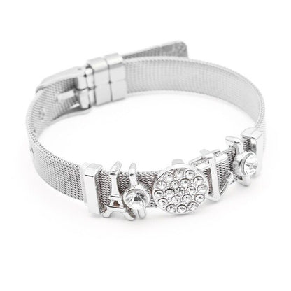 DINGLLY Fashion Stainless Steel Mesh Bracelets For Women Watch Chain Couples Girls Charm Bead Brands Bracelet & Bangles Jewelry