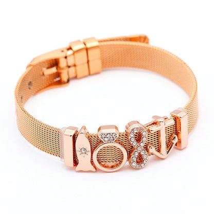 DINGLLY Fashion Stainless Steel Mesh Bracelets For Women Watch Chain Couples Girls Charm Bead Brands Bracelet & Bangles Jewelry