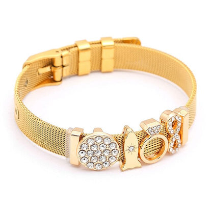 DINGLLY Fashion Stainless Steel Mesh Bracelets For Women Watch Chain Couples Girls Charm Bead Brands Bracelet & Bangles Jewelry