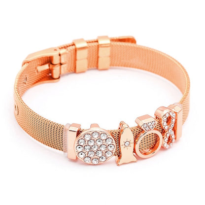 DINGLLY Fashion Stainless Steel Mesh Bracelets For Women Watch Chain Couples Girls Charm Bead Brands Bracelet & Bangles Jewelry