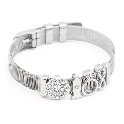 DINGLLY Fashion Stainless Steel Mesh Bracelets For Women Watch Chain Couples Girls Charm Bead Brands Bracelet & Bangles Jewelry