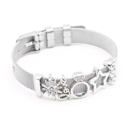 DINGLLY Fashion Stainless Steel Mesh Bracelets For Women Watch Chain Couples Girls Charm Bead Brands Bracelet & Bangles Jewelry