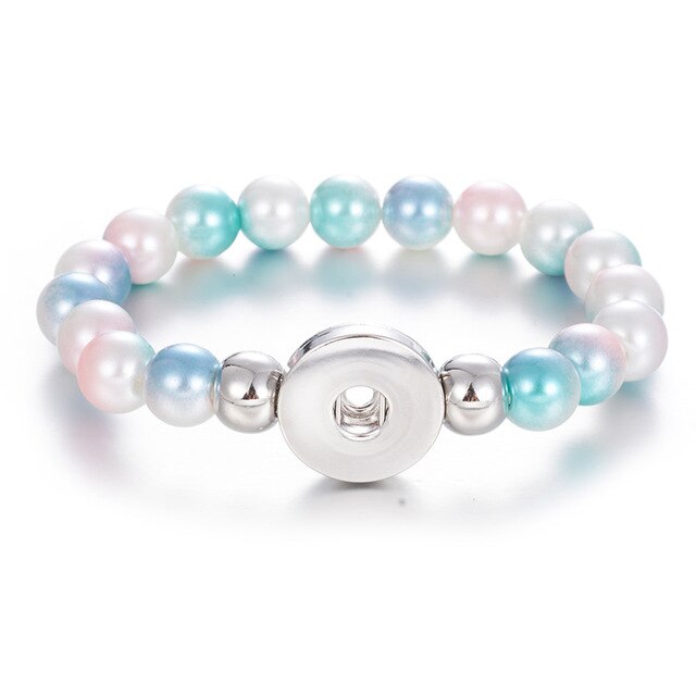 Wholesale Snap Jewelry 18MM Snap Button Bracelets & Bangles Imitation Pearl Beads Charm Bracelet Watches