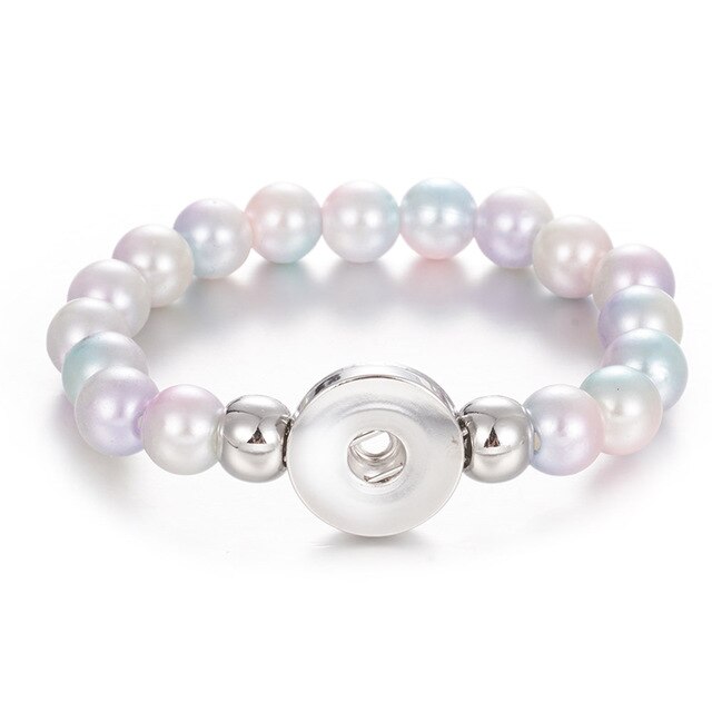 Wholesale Snap Jewelry 18MM Snap Button Bracelets & Bangles Imitation Pearl Beads Charm Bracelet Watches