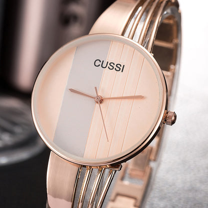 CUSSI Relogio Feminino Fashion Rose Gold Womens Bangle Bracelet Watches Luxury Stainless Steel Ladies Jewelry Watch Female Clock