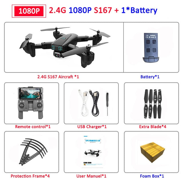 S167 Foldable Profissional Drone with Camera 4K HD Selfie 5G GPS  WiFi FPV Wide Angle RC Quadcopter Helicopter Toy E520S SG900-S