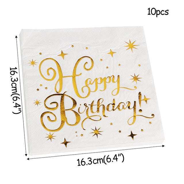 WEIGAO Gold Star Disposable Paper Plates Cups Straw and napkins Tableware Sets for Adult Kids Birthday Party Supplies Gold Theme