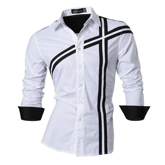 jeansian Spring Autumn Features Shirts Men Casual Shirt Long Sleeve Slim Fit Male Shirts Zipper Decoration (No Pockets) Z018