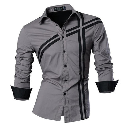 jeansian Spring Autumn Features Shirts Men Casual Shirt Long Sleeve Slim Fit Male Shirts Zipper Decoration (No Pockets) Z018