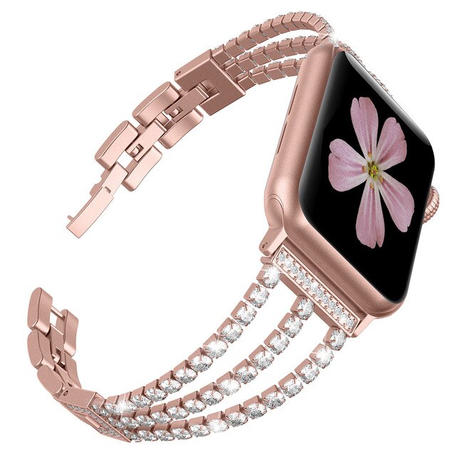 Diamond Strap For Apple Watch Band 40mm 44mm Bling Jewelry Stainless Steel Band Women for iWatch Series 5 4 3 2 1 38mm 42mm