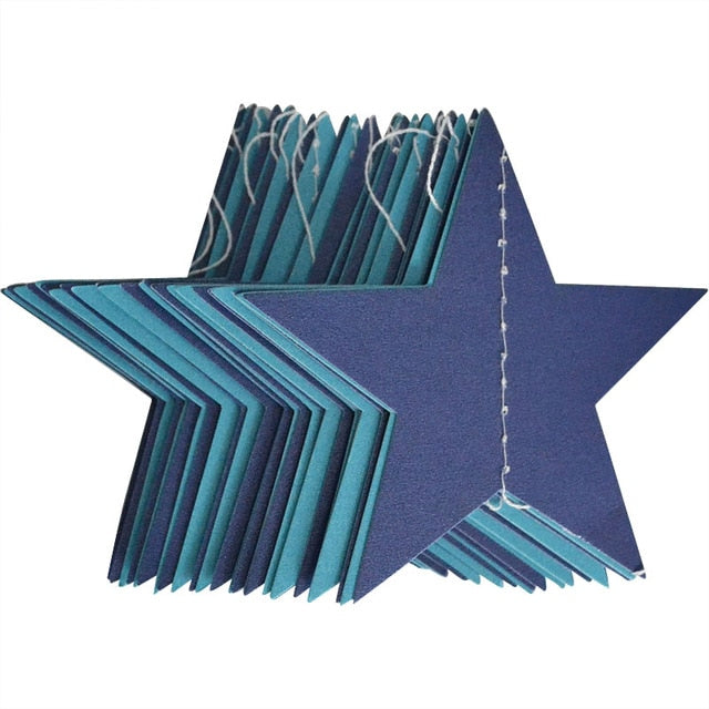 4M Bright Gold Silver Paper Garland Star String Banners Wedding Banner For Party Home Wall Hanging Decoration baby shower favors