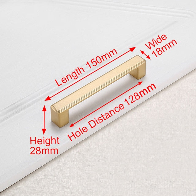 KAK European Style Matte Gold Cabinet Handles Solid Aluminum Alloy Kitchen Cupboard Pulls Drawer Knobs Furniture Handle Hardware