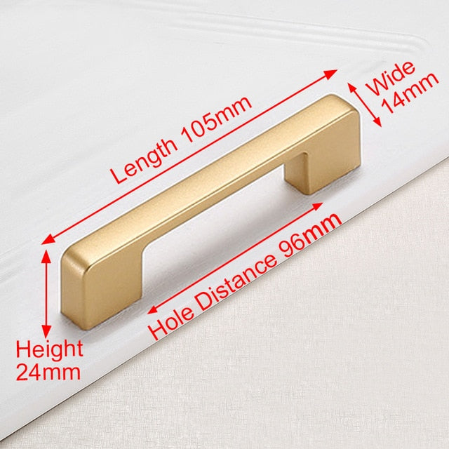 KAK European Style Matte Gold Cabinet Handles Solid Aluminum Alloy Kitchen Cupboard Pulls Drawer Knobs Furniture Handle Hardware