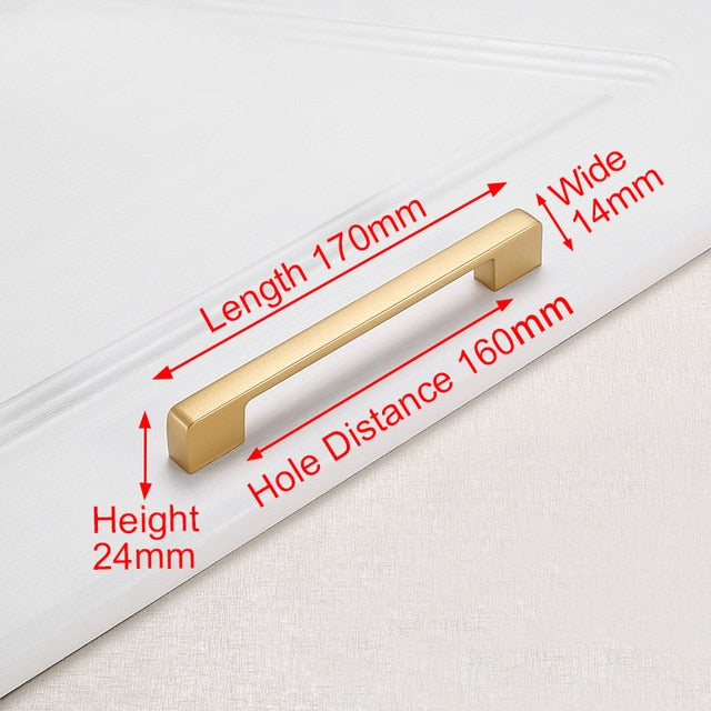 KAK European Style Matte Gold Cabinet Handles Solid Aluminum Alloy Kitchen Cupboard Pulls Drawer Knobs Furniture Handle Hardware