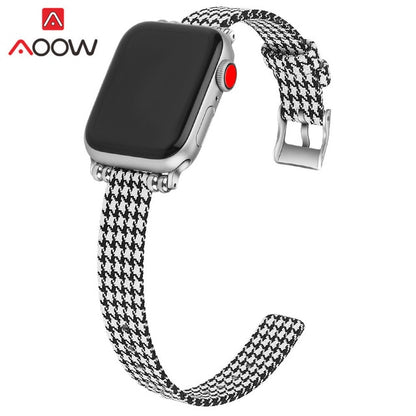 Woven Nylon Canvas Watchband for Apple Watch Series 3 2 1 38mm 42mm Women Jewelry Strap Bracelet Band for iwatch 5 4 40mm 44mm