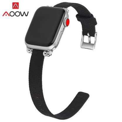 Woven Nylon Canvas Watchband for Apple Watch Series 3 2 1 38mm 42mm Women Jewelry Strap Bracelet Band for iwatch 5 4 40mm 44mm