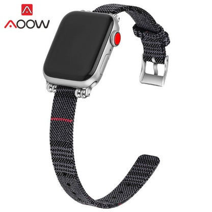 Woven Nylon Canvas Watchband for Apple Watch Series 3 2 1 38mm 42mm Women Jewelry Strap Bracelet Band for iwatch 5 4 40mm 44mm