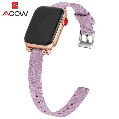 Woven Nylon Canvas Watchband for Apple Watch Series 3 2 1 38mm 42mm Women Jewelry Strap Bracelet Band for iwatch 5 4 40mm 44mm