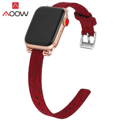 Woven Nylon Canvas Watchband for Apple Watch Series 3 2 1 38mm 42mm Women Jewelry Strap Bracelet Band for iwatch 5 4 40mm 44mm
