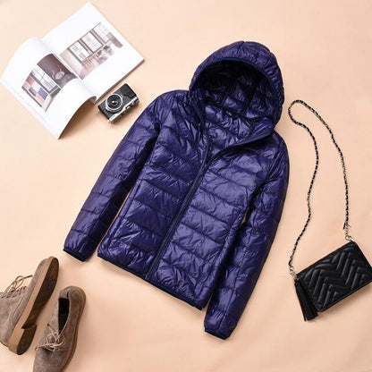 2018 Womens Autumn Jackets Fashion Ultra-thin with Hooded Ladies Slim Coats Plus Size 4XL 5XL 6XL 90% Duck Down Female Tops Coat