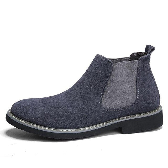 New Men Chelsea Boots Ankle Boots Fashion Men's Brand Cow suede Leather Quality Slip Ons Motorcycle Warm Men's Boots Big Size 46