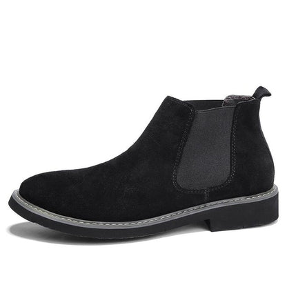 New Men Chelsea Boots Ankle Boots Fashion Men's Brand Cow suede Leather Quality Slip Ons Motorcycle Warm Men's Boots Big Size 46