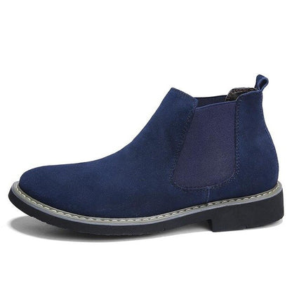New Men Chelsea Boots Ankle Boots Fashion Men's Brand Cow suede Leather Quality Slip Ons Motorcycle Warm Men's Boots Big Size 46