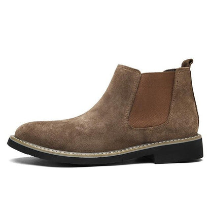 New Men Chelsea Boots Ankle Boots Fashion Men's Brand Cow suede Leather Quality Slip Ons Motorcycle Warm Men's Boots Big Size 46