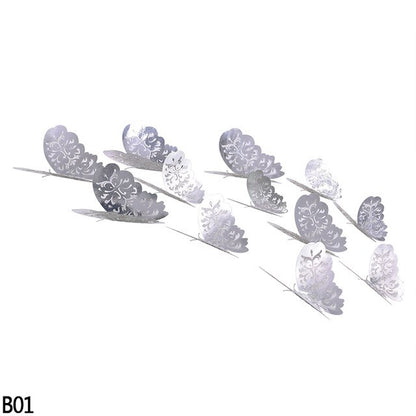 12Pcs Rose Gold Silver Hollow 3D Butterfly Wall Stickers For DIY Party Kids Wedding Room Decoration Home Wall Sticker Decal Deco