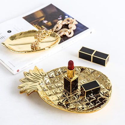 Creative Gold Pineapple Ceramic Storage Tray Golden Pineapple Jewelry Pallet Food Pallet Dry Fruit Plate Home Decoration Plate
