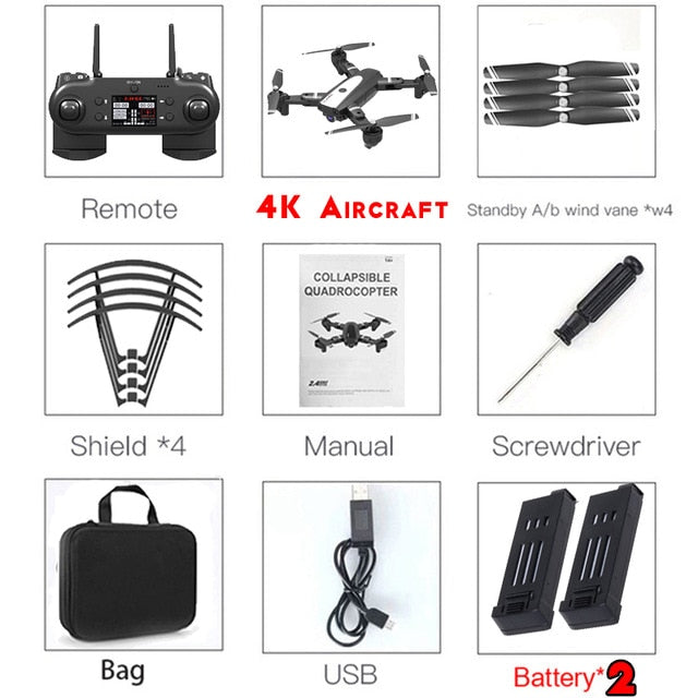 HJ68 Foldable Profissional Drone With Camera 4K HD Selfie Auto Follow WiFi FPV Wide Angle RC Quadcopter Helicopter Toy S167 G901
